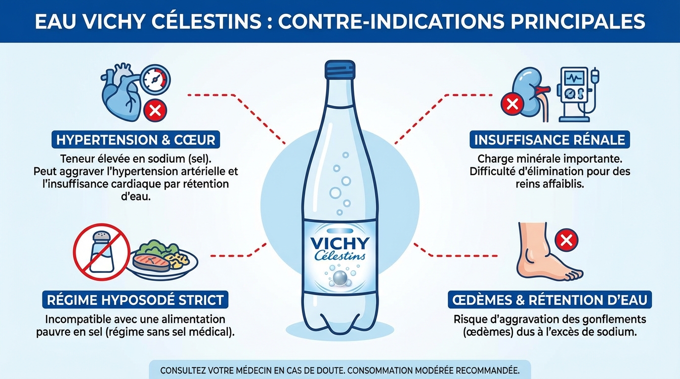 Contre-indications de l'eau Vichy Célestins