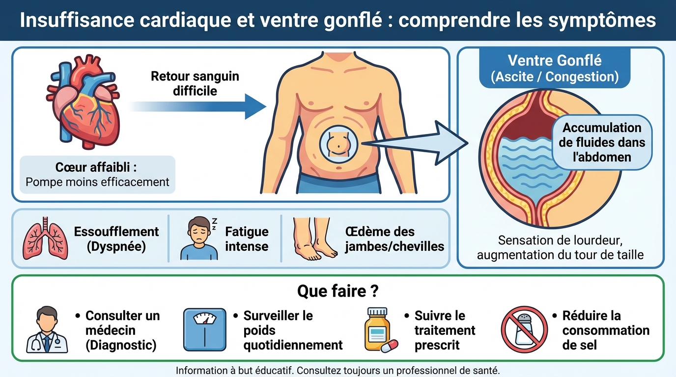 Insuffisance cardiaque et ventre gonflé : comprendre les symptômes 3 Symptômes associés à l'insuffisance cardiaque