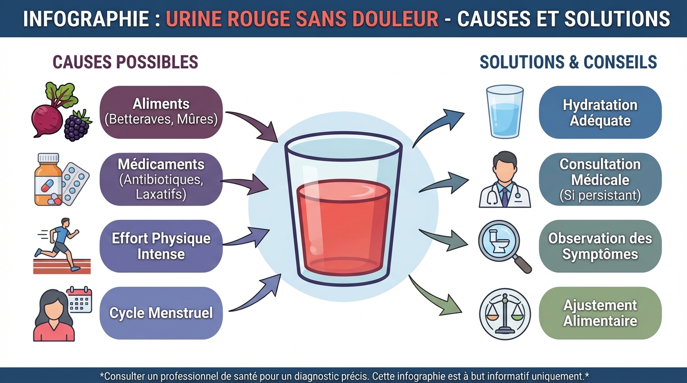 Causes possibles de l'urine rouge sans douleur