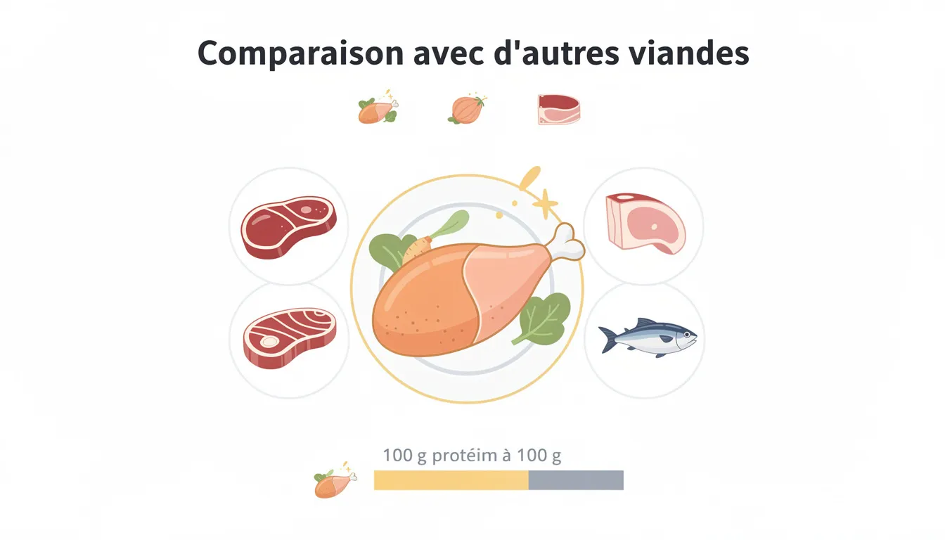 La teneur en protéines dans 100 g de poulet 3 Comparaison avec d'autres viandes
